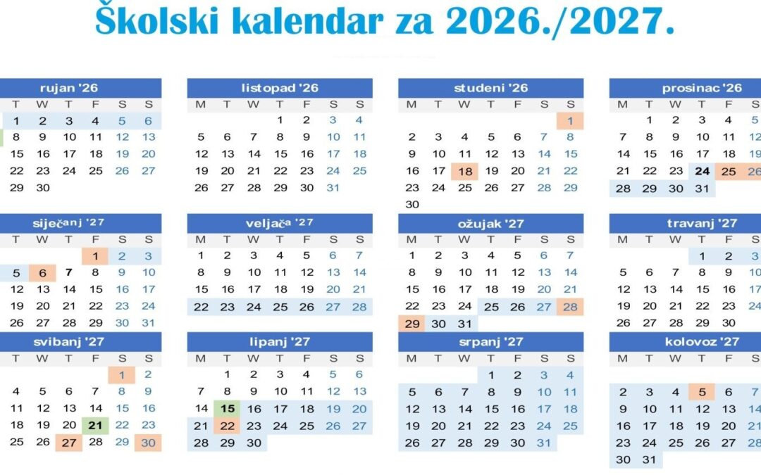 Školski kalendar za 2026./2027. godinu